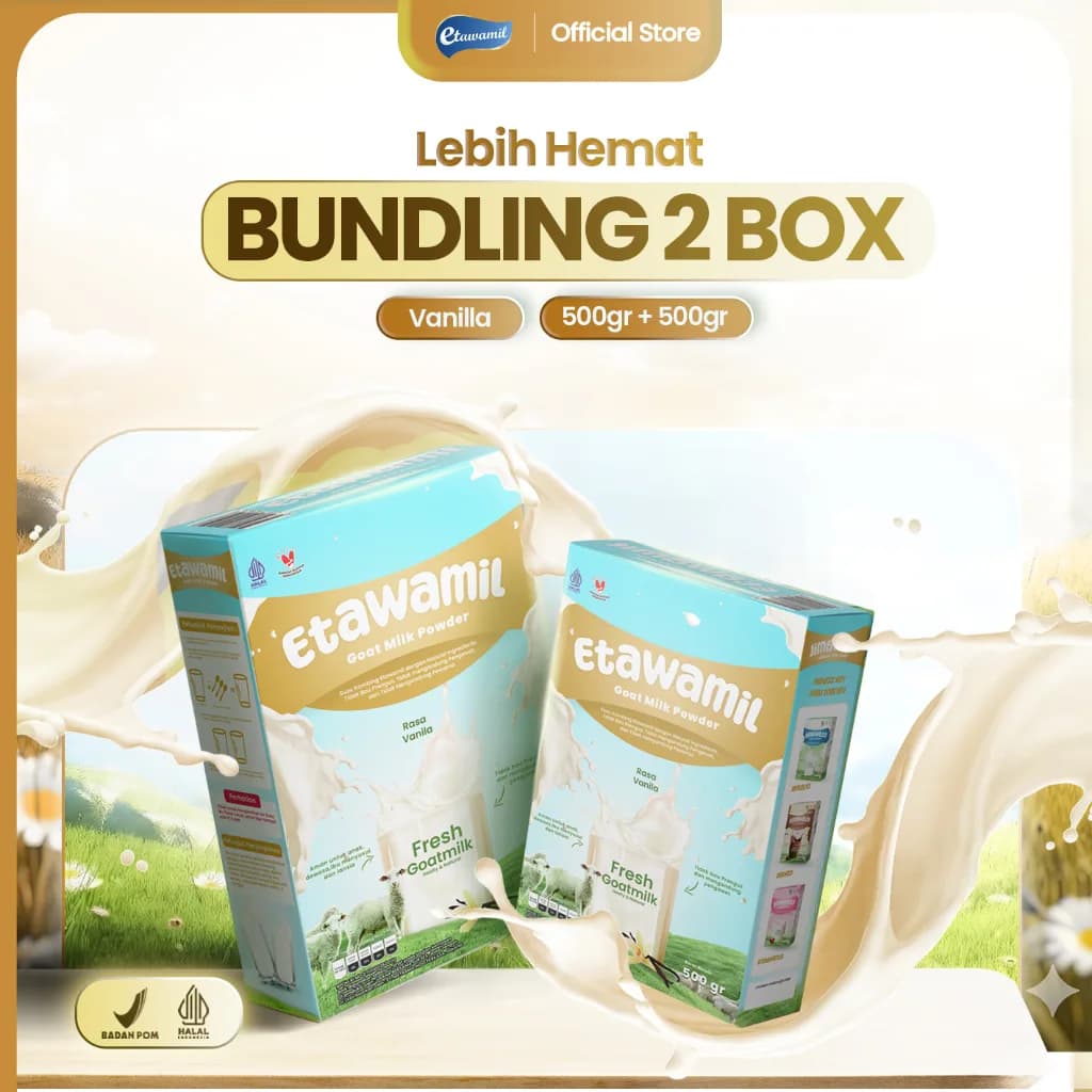ETAWAMIL - Bundling 2 Box Susu Kambing Etawa Bubuk Rasa Vanila 1 KG