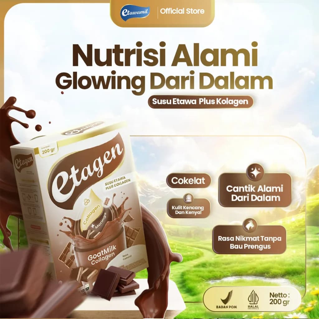 ETAWAMIL ETAGEN Susu Kolagen Rasa Cokelat 200 Gram . .