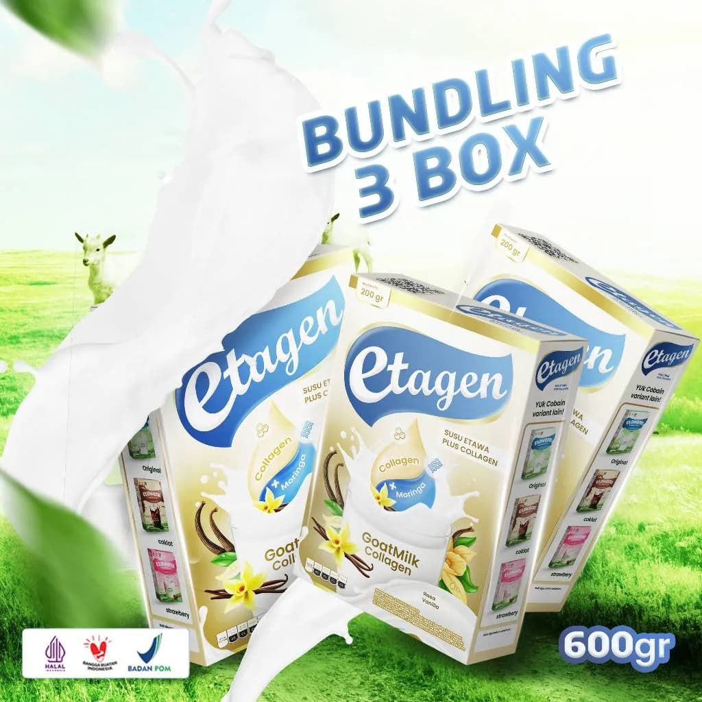 ETAWAMIL ETAGEN Paket Bundling 3 Box Susu Kolagen Rasa Vanila 600 Gram, gambar kedua