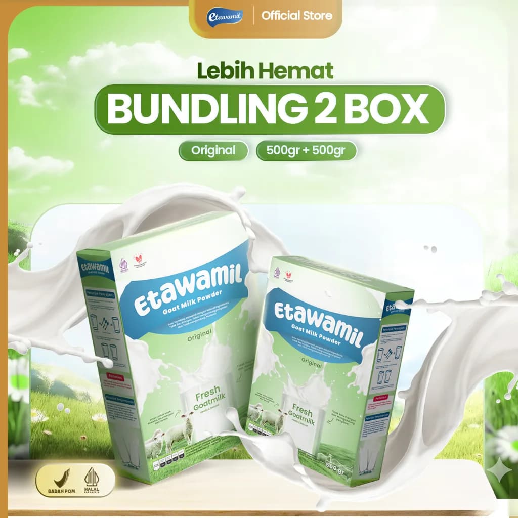ETAWAMIL - Bundling 2 Box Susu Kambing Etawa Bubuk Rasa Original1 KG