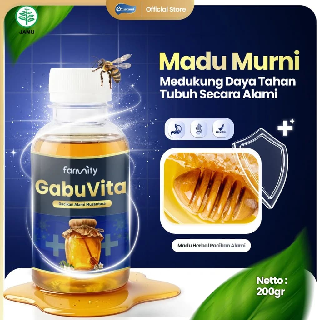 MADU GABUVITA Madu Imun Booster – Madu Murni Racikan Alami untuk Imun Daya Tahan Tubuh, Madu Kesehatan 200gr