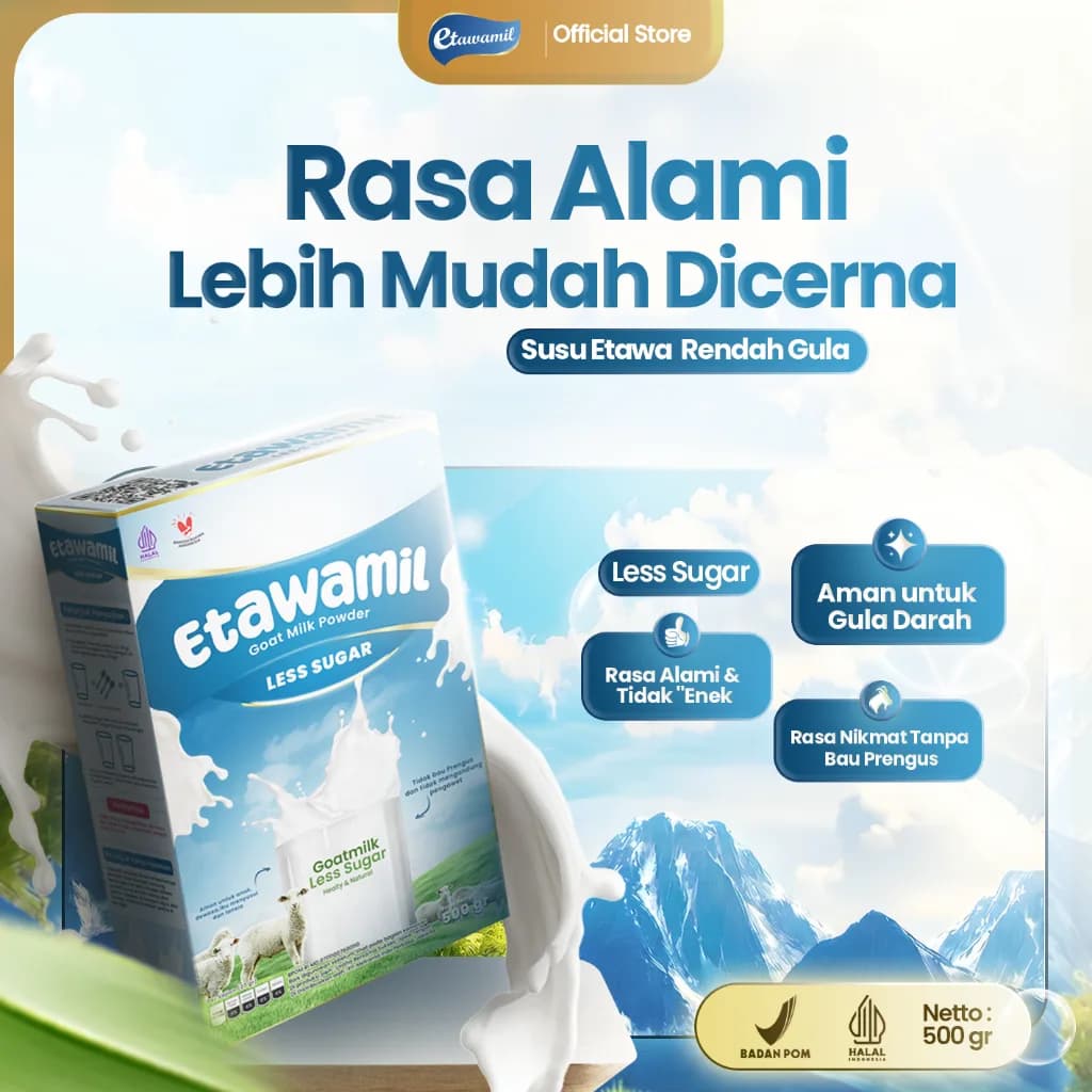 ETAWAMIL Susu Bubuk Kambing Etawa - Rasa Original Rendah Gula 500g
