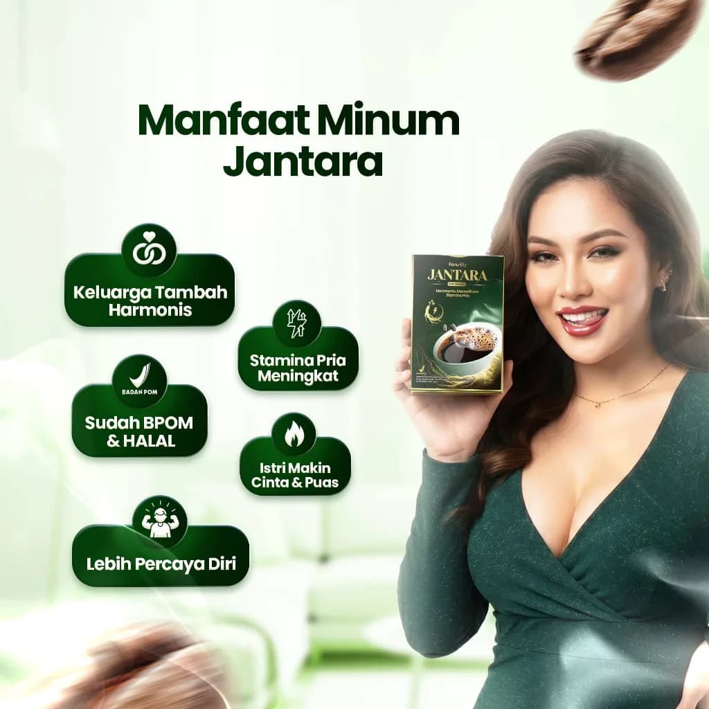 JANTARA Kopi Ginseng Herbal – Minuman Kopi Instan Bubuk St4mina Pria 25gr x 5 sachet, gambar kedua