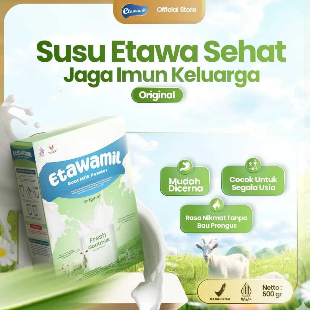 ETAWAMIL - Susu Kambing Etawa Bubuk - Rasa Original 500 Gram