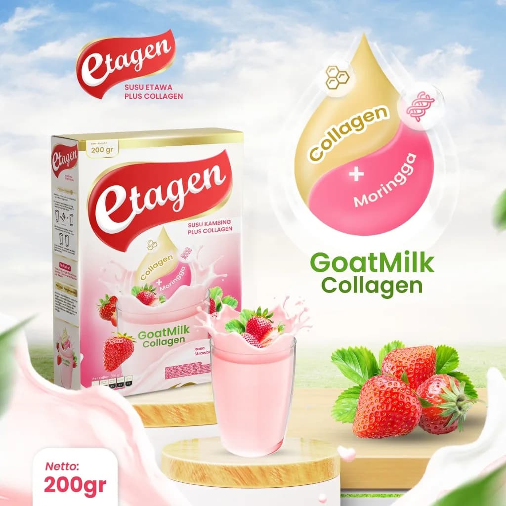ETAWAMIL ETAGEN Susu Kolagen Rasa Strawberry 200 Gram, gambar kedua