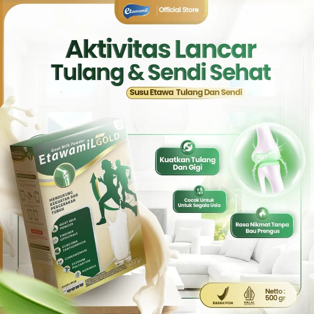 ETAWAMIL GOLD Plus Herbal - Susu Sendi & Tulang, Anti Inflamasi 500 Gram