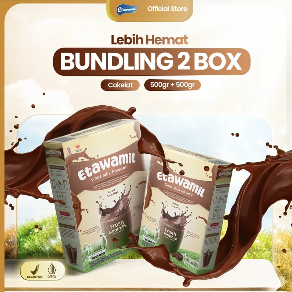ETAWAMIL Susu Kambing Etawa Cokelat 2 Box @ 500 Gram | Lezat, Bergizi, Disukai Anak & Keluarga