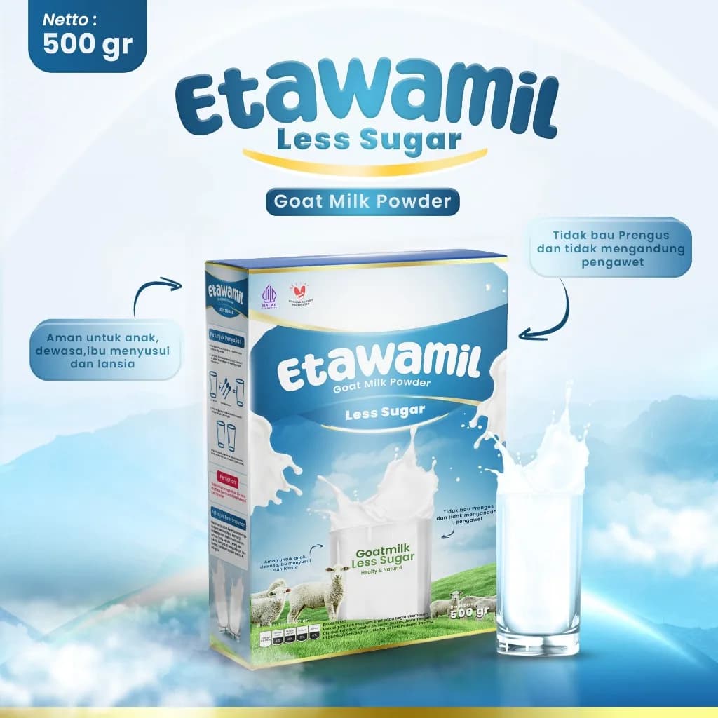 ETAWAMIL Susu Bubuk Kambing Etawa - Rasa Original Rendah Gula 500g, gambar kedua