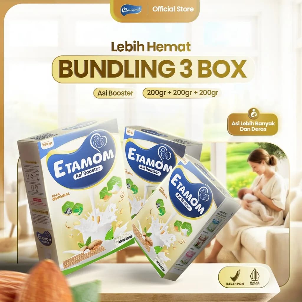 ETAMOM Susu Etawa Almond Katuk 3 Box @ 200 Gram | Susu Nutrisi untuk Ibu Menyusui & Busui